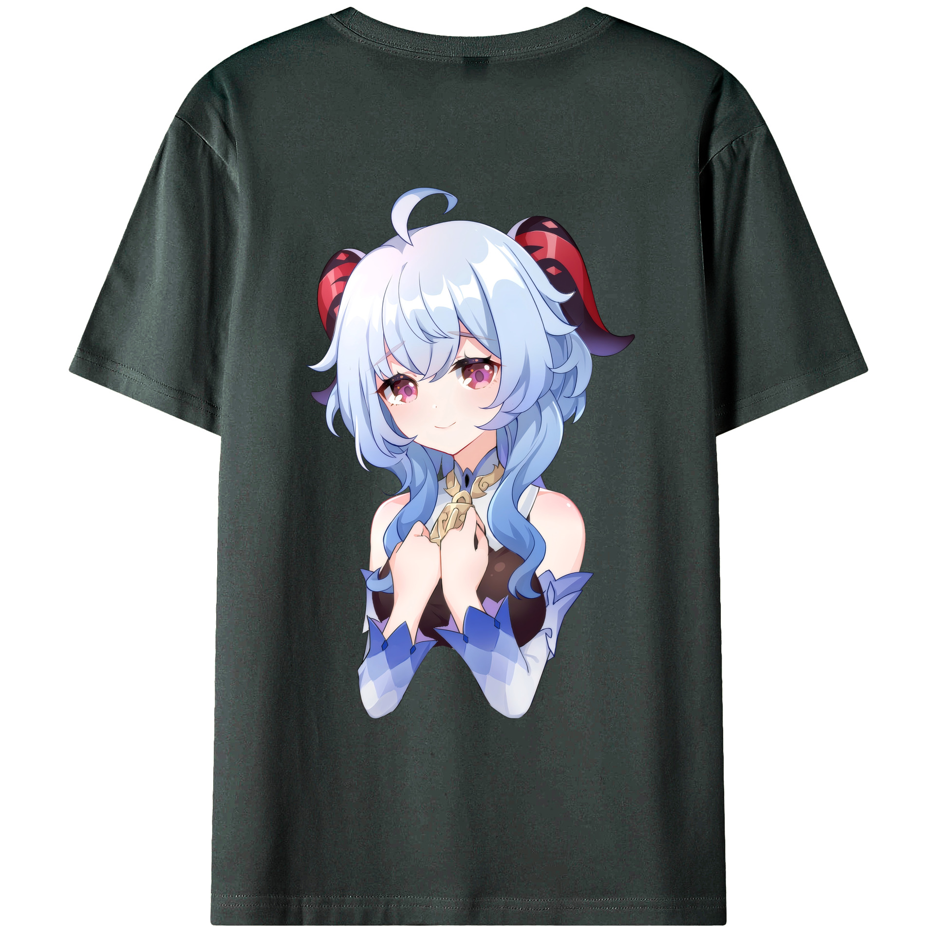 げんし神 甘雨 かんう genshin Ganyu 綿100％ メンズ半袖Tシャツ（バックプリント） 通気性